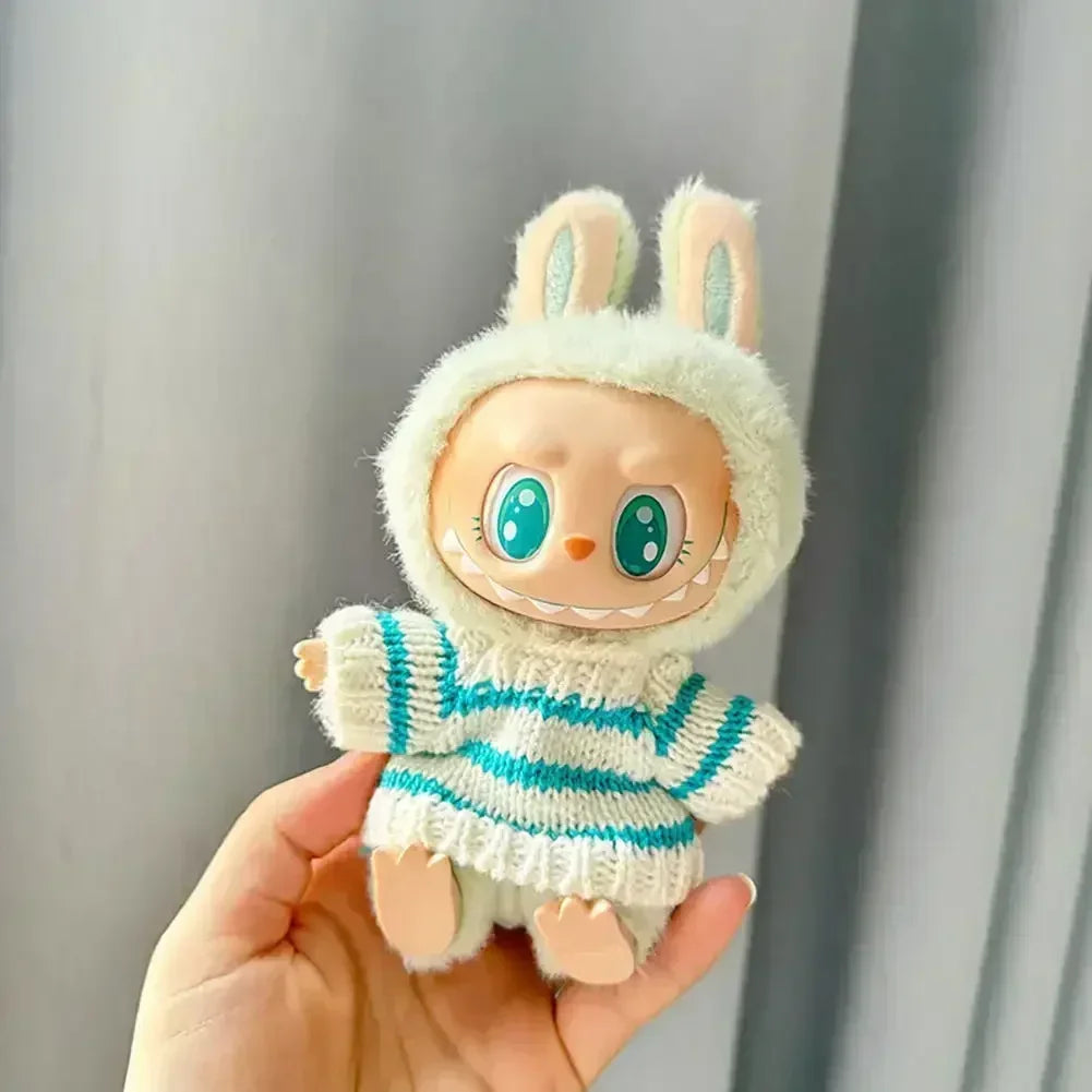 Labubu V1 V2 Party Pink White Striped Sweater Cup Clothing Idol Cute Doll Clothes Fashion Sweater Outfit Accessories Sitting