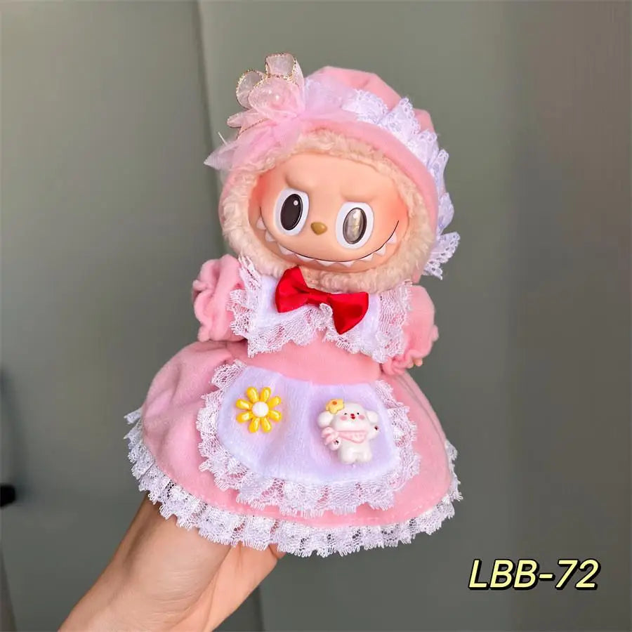 For 15-17 Cm Labubu Clothes Labubu Baby Clothes Clothes Color Match Hoodies Dolls Accessories Suit for Labubu Outfits