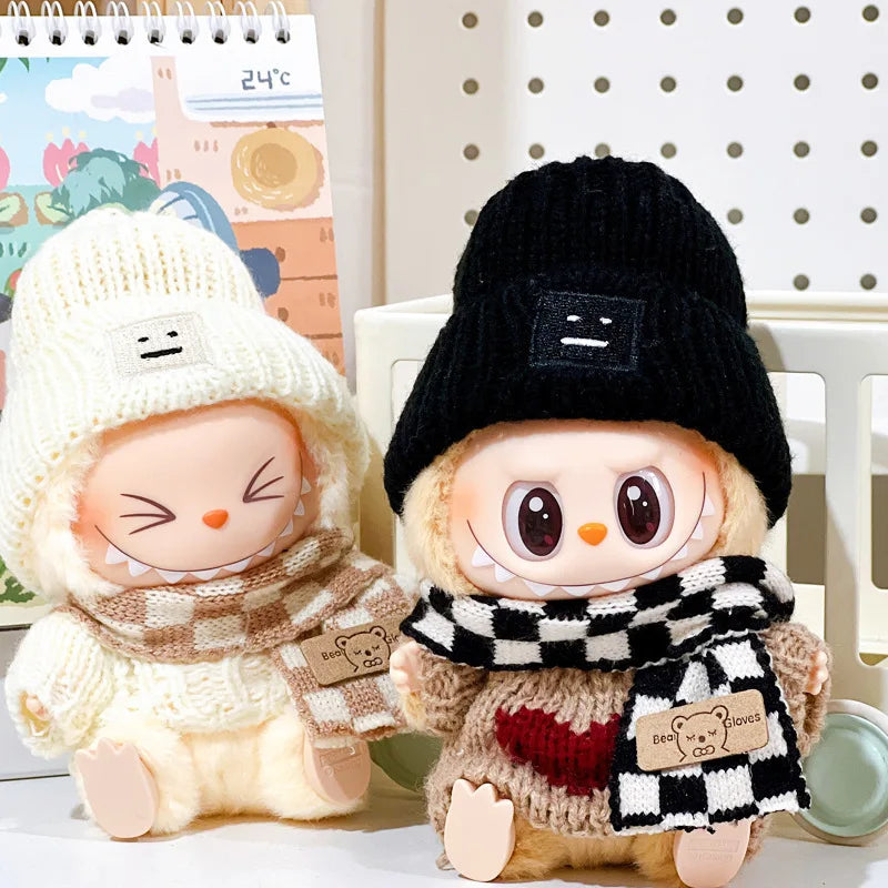 17Cm Labubu Clothes V1 V2 Labubu Generation Labubu Sitting Party Clothes Pendant Doll Labubu Doll Clothes Sweater Scarf Cute