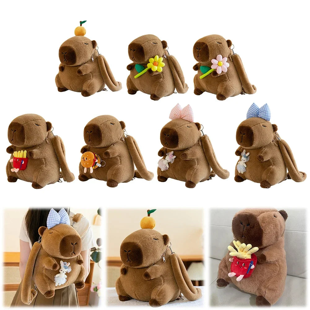 Capybara Plush Backpack – Cute Cartoon Shoulder Bag for Kids