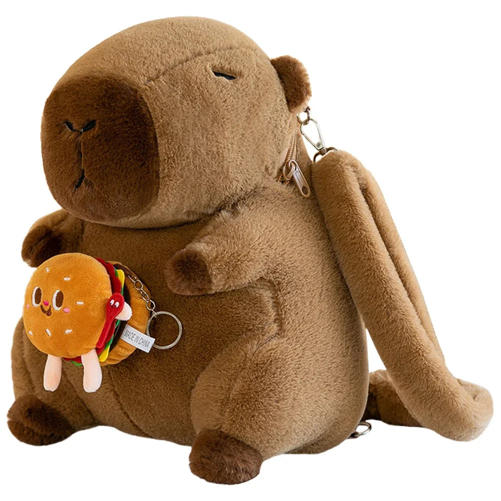 Capybara Plush Backpack – Cute Cartoon Shoulder Bag for Kids