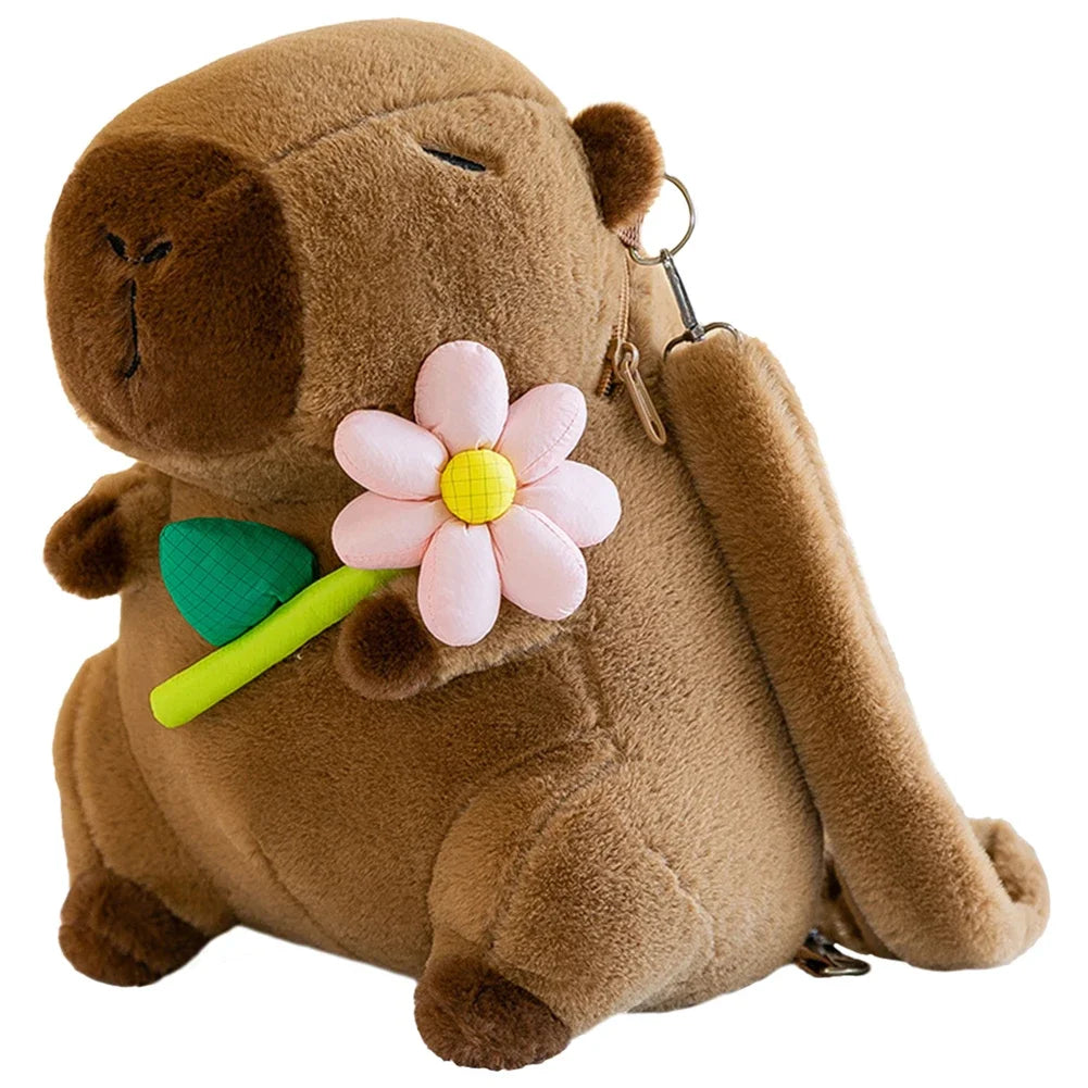 Capybara Plush Backpack – Cute Cartoon Shoulder Bag for Kids