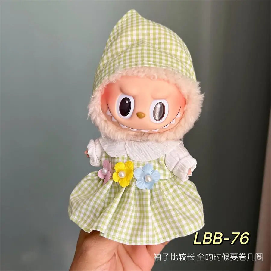 For 15-17 Cm Labubu Clothes Labubu Baby Clothes Clothes Color Match Hoodies Dolls Accessories Suit for Labubu Outfits