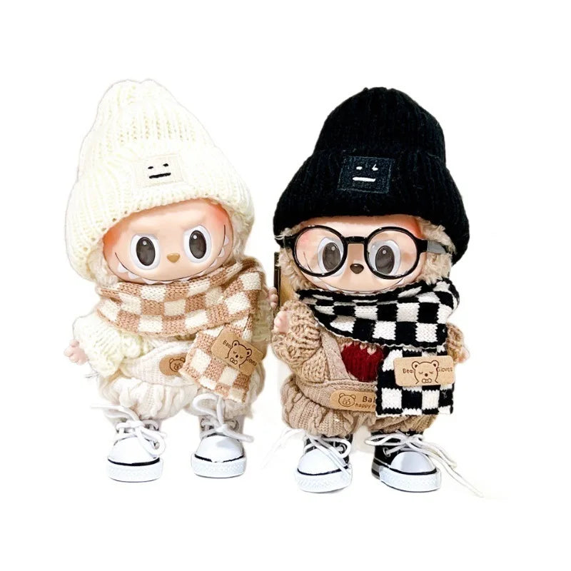 17Cm Labubu Clothes V1 V2 Labubu Generation Labubu Sitting Party Clothes Pendant Doll Labubu Doll Clothes Sweater Scarf Cute