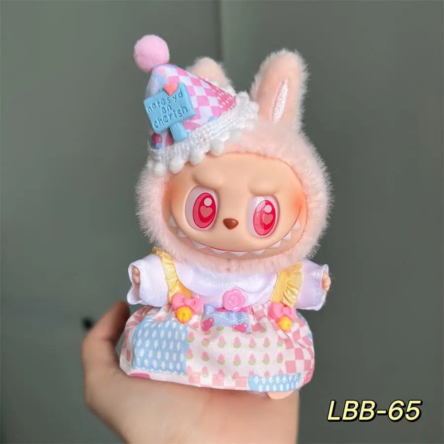 For 15-17 Cm Labubu Clothes Labubu Baby Clothes Clothes Color Match Hoodies Dolls Accessories Suit for Labubu Outfits
