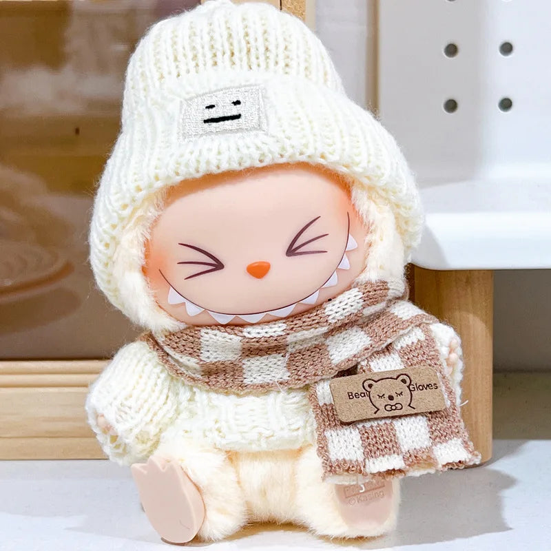 17Cm Labubu Clothes V1 V2 Labubu Generation Labubu Sitting Party Clothes Pendant Doll Labubu Doll Clothes Sweater Scarf Cute