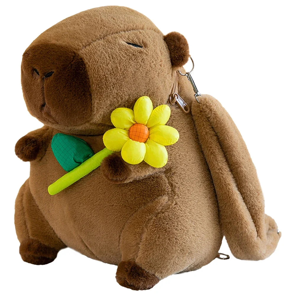 Capybara Plush Backpack – Cute Cartoon Shoulder Bag for Kids