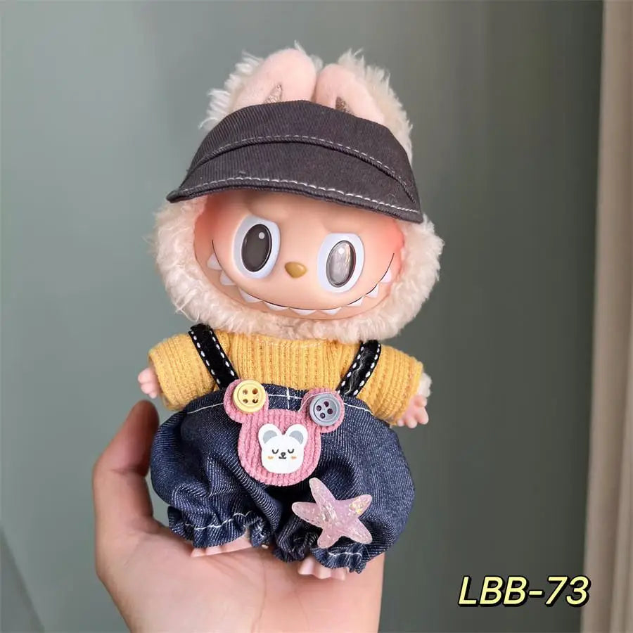 For 15-17 Cm Labubu Clothes Labubu Baby Clothes Clothes Color Match Hoodies Dolls Accessories Suit for Labubu Outfits
