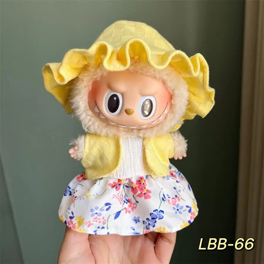 For 15-17 Cm Labubu Clothes Labubu Baby Clothes Clothes Color Match Hoodies Dolls Accessories Suit for Labubu Outfits