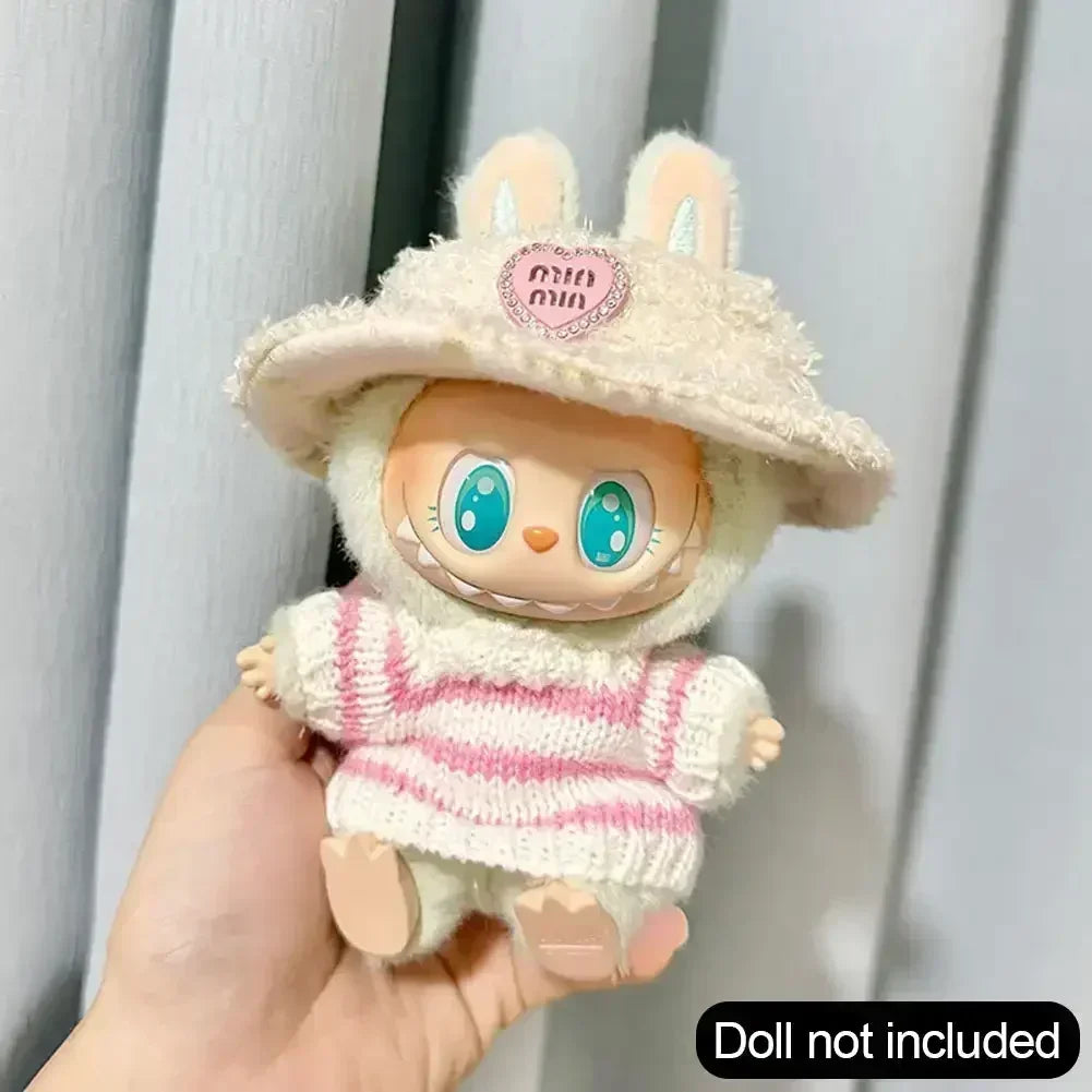 Labubu V1 V2 Party Pink White Striped Sweater Cup Clothing Idol Cute Doll Clothes Fashion Sweater Outfit Accessories Sitting