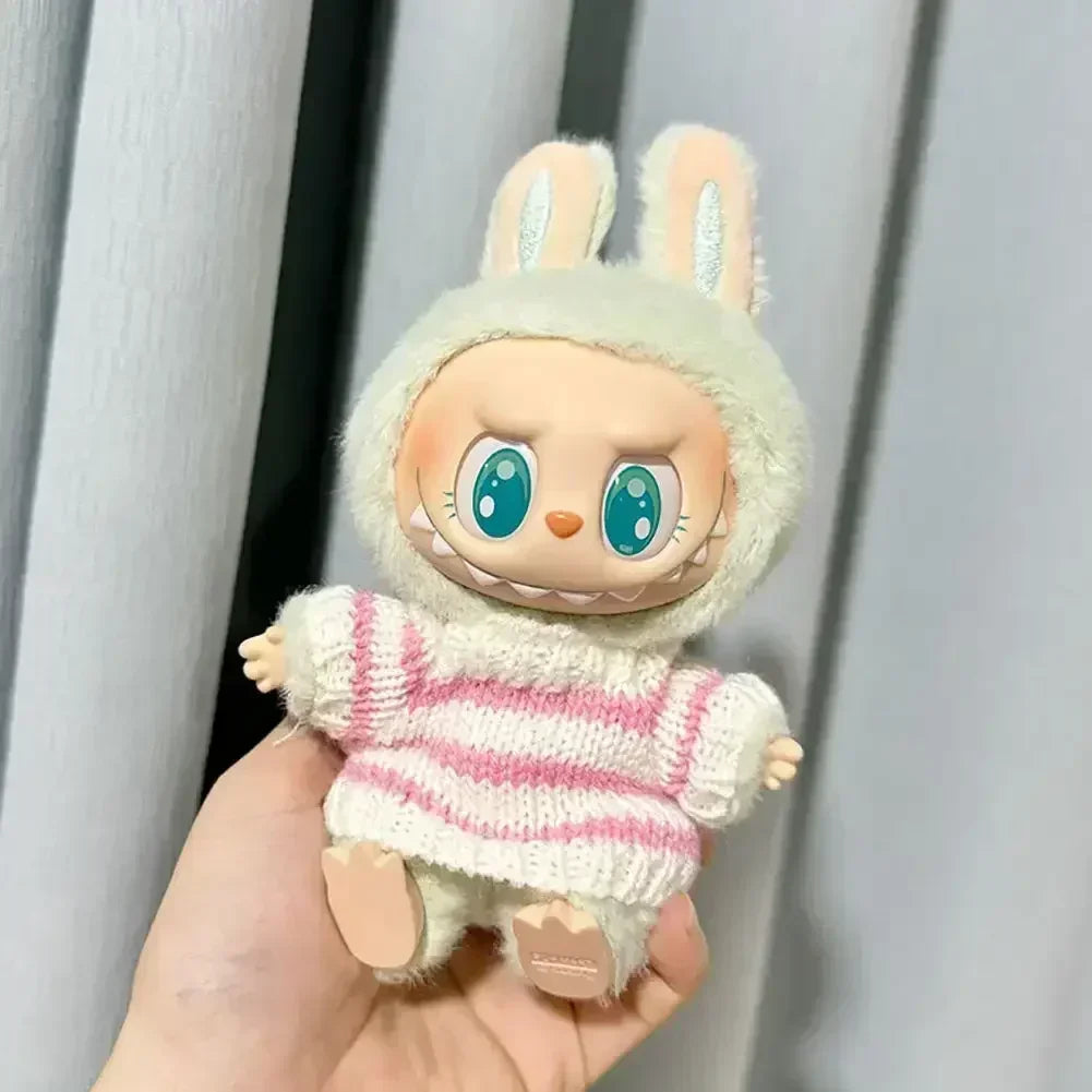 Labubu V1 V2 Party Pink White Striped Sweater Cup Clothing Idol Cute Doll Clothes Fashion Sweater Outfit Accessories Sitting