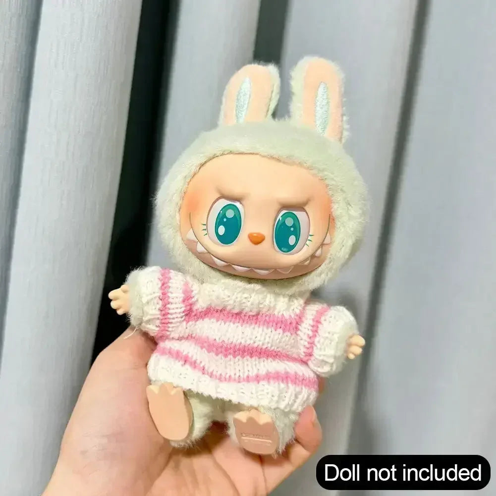 Labubu V1 V2 Party Pink White Striped Sweater Cup Clothing Idol Cute Doll Clothes Fashion Sweater Outfit Accessories Sitting