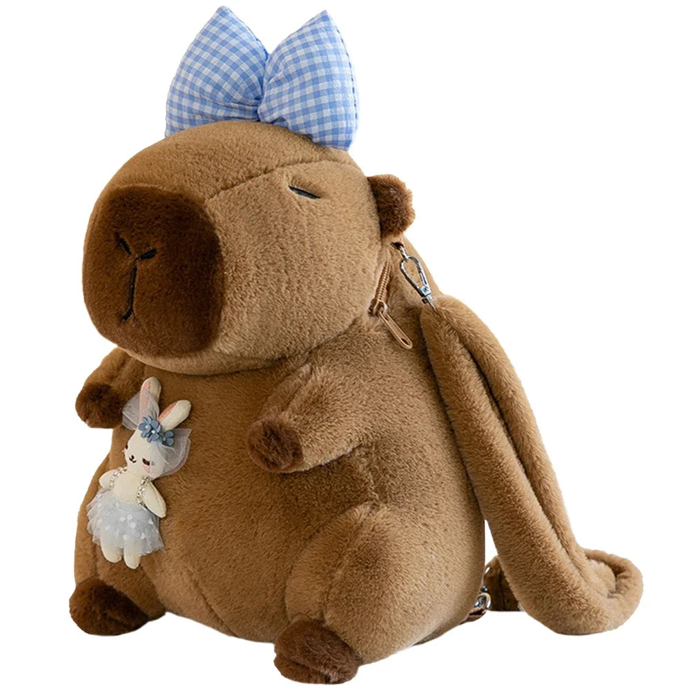 Capybara Plush Backpack – Cute Cartoon Shoulder Bag for Kids