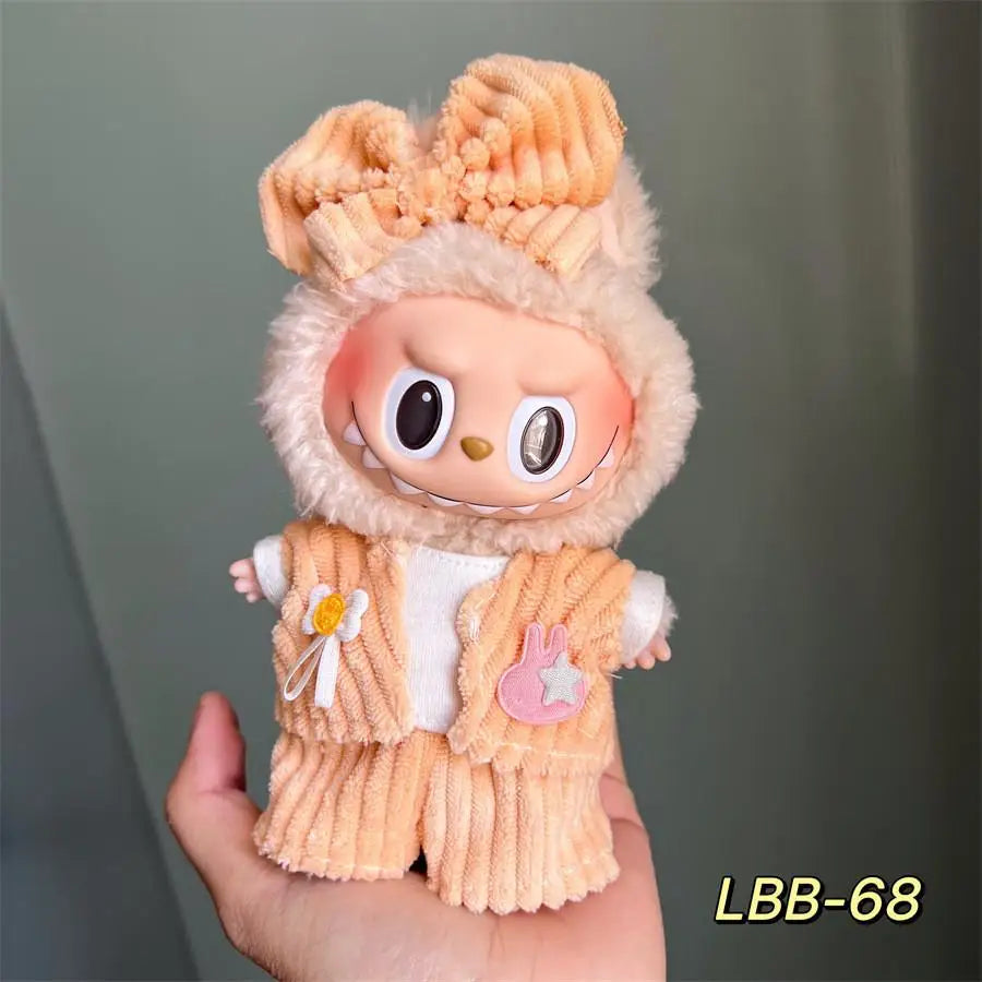 For 15-17 Cm Labubu Clothes Labubu Baby Clothes Clothes Color Match Hoodies Dolls Accessories Suit for Labubu Outfits