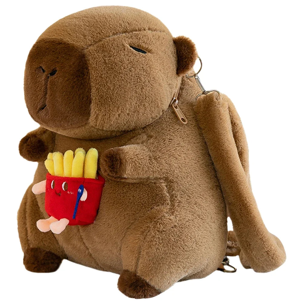 Capybara Plush Backpack – Cute Cartoon Shoulder Bag for Kids
