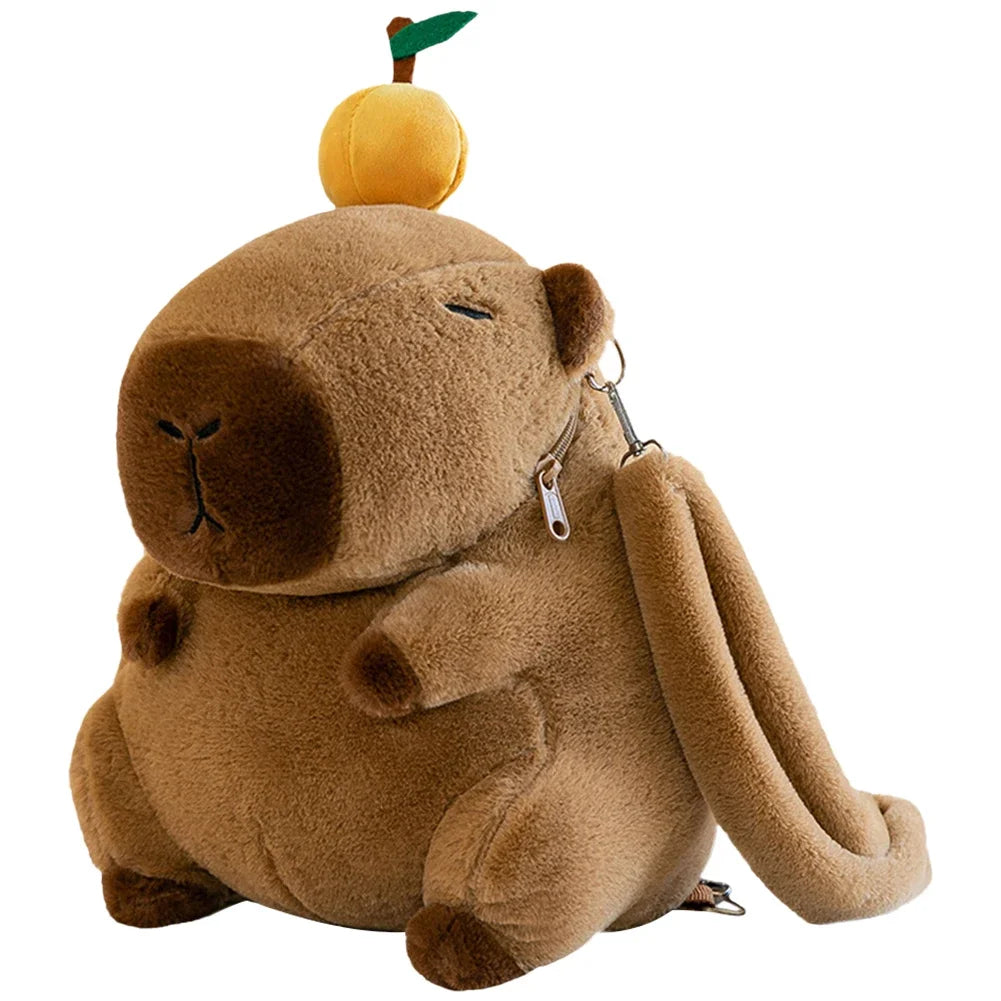 Capybara Plush Backpack – Cute Cartoon Shoulder Bag for Kids