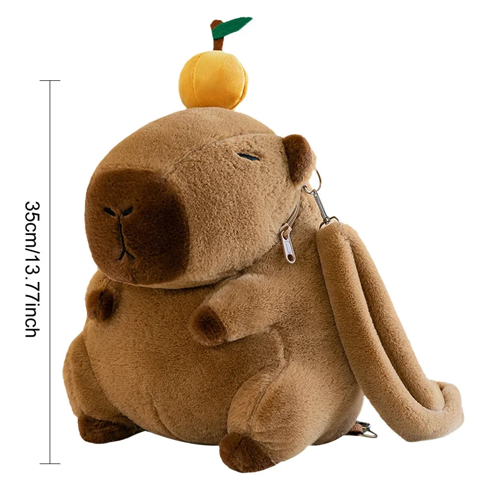 Capybara Plush Backpack – Cute Cartoon Shoulder Bag for Kids