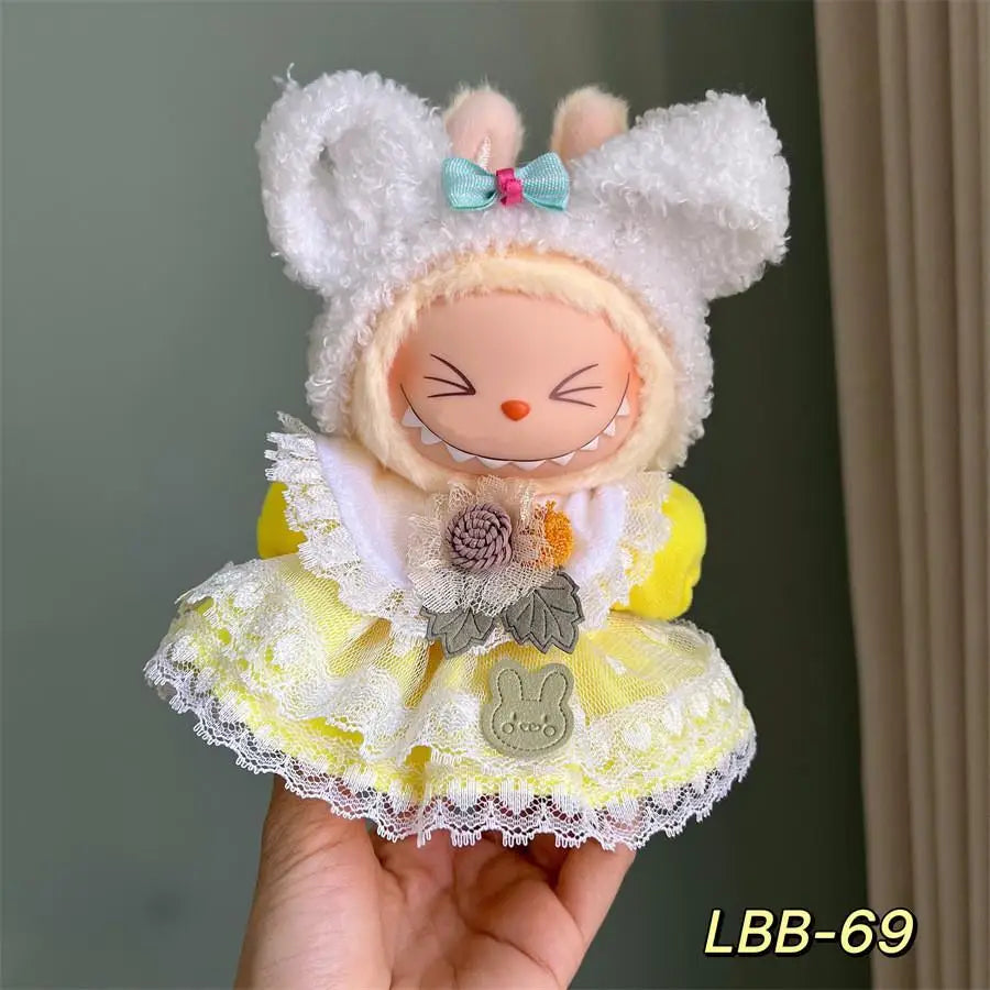 For 15-17 Cm Labubu Clothes Labubu Baby Clothes Clothes Color Match Hoodies Dolls Accessories Suit for Labubu Outfits