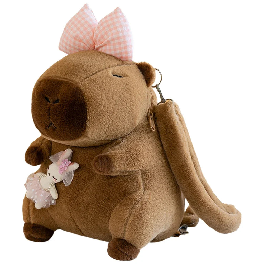 Capybara Plush Backpack – Cute Cartoon Shoulder Bag for Kids