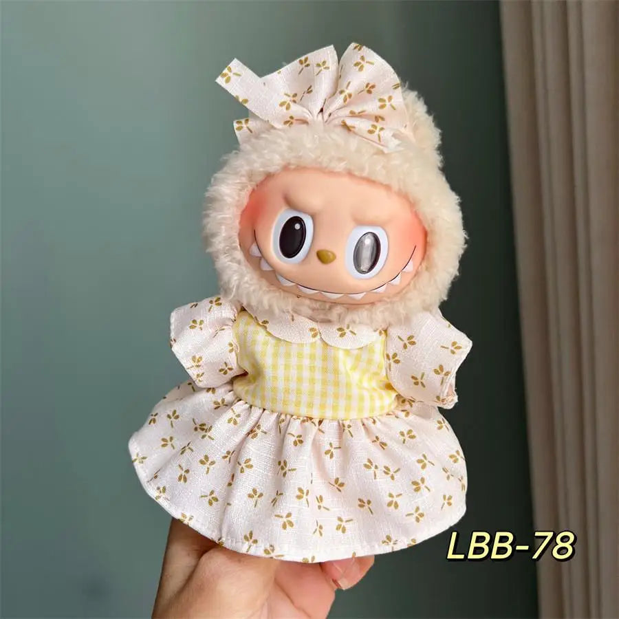 For 15-17 Cm Labubu Clothes Labubu Baby Clothes Clothes Color Match Hoodies Dolls Accessories Suit for Labubu Outfits